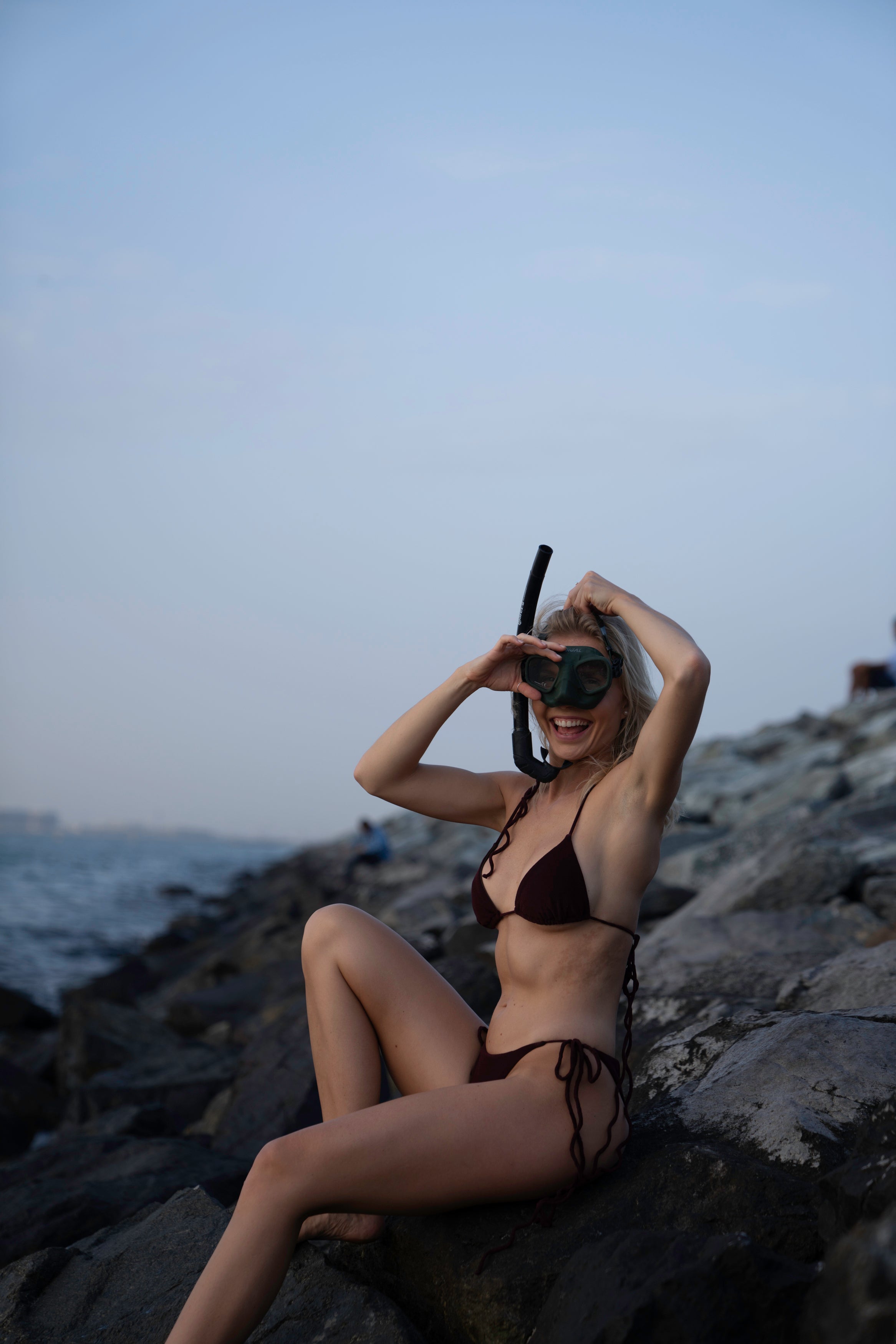 IBIZA TRIANGLE BIKINI TOP BURNT MAROON LONG STRINGS