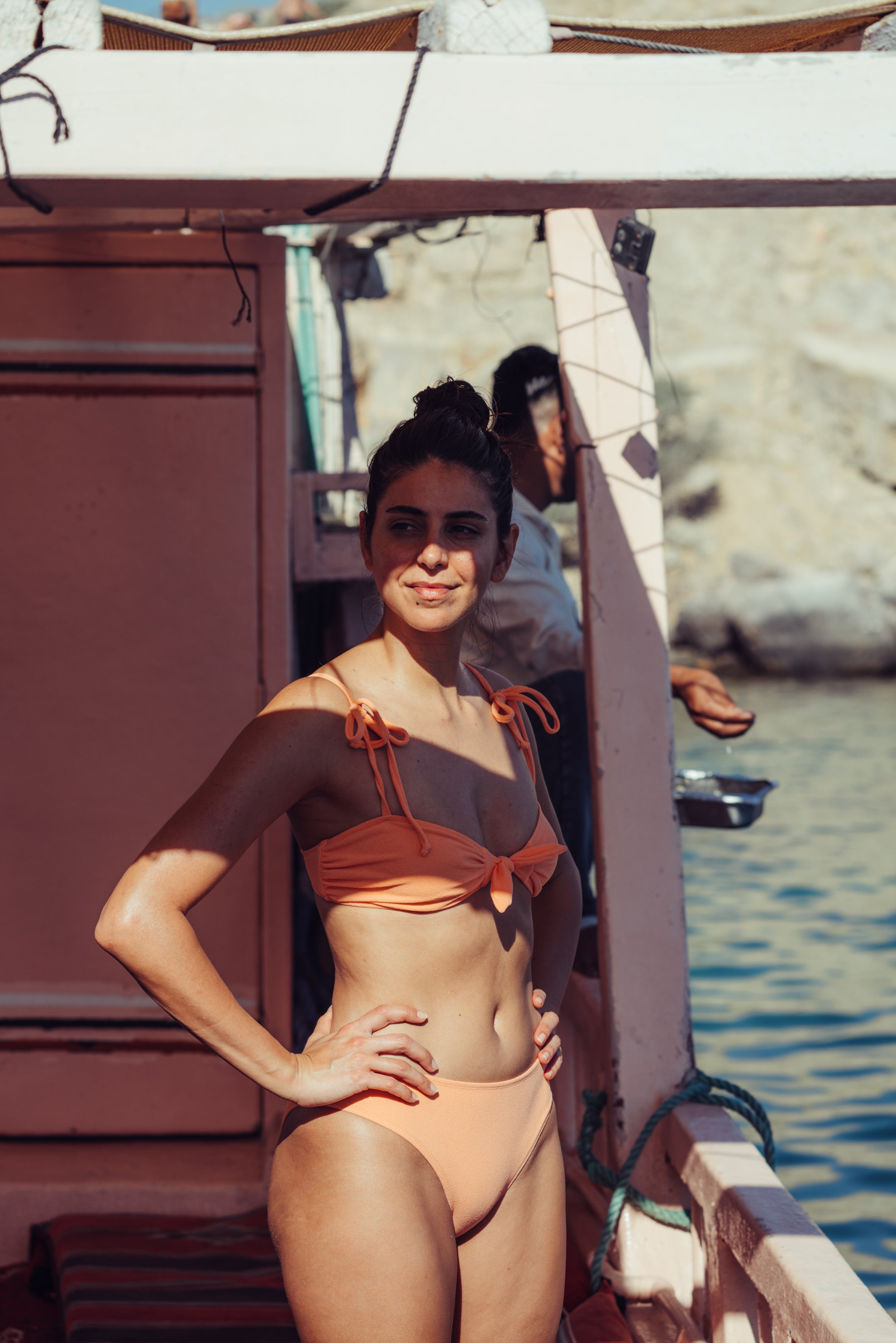 BARDOT TERRY TOWEL BIKINI TOP PEACH