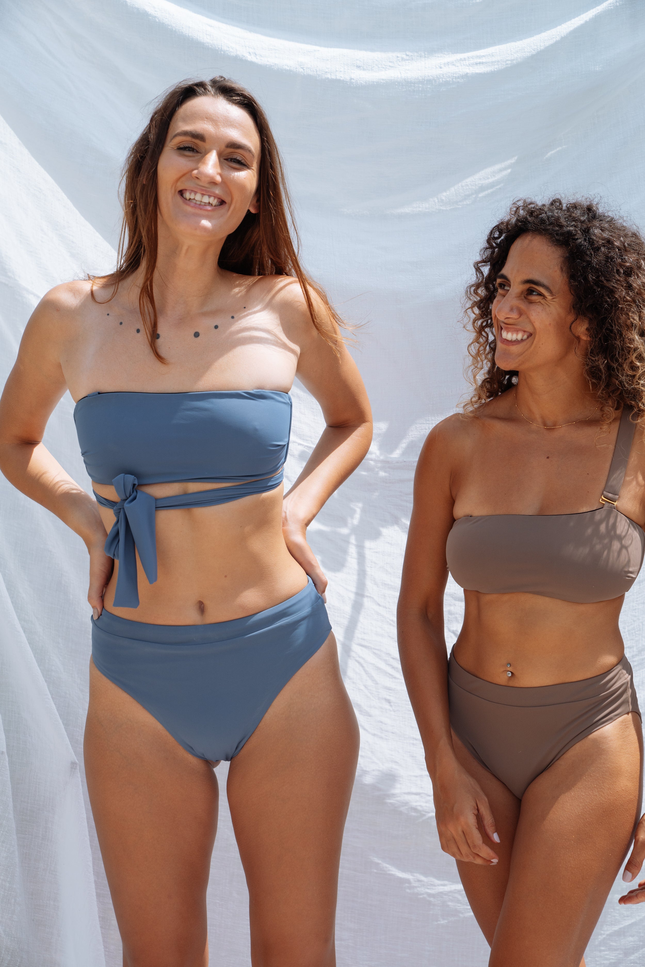 KATE BIKINI BANDEAU TOP TIE BACK HAZY BLUE