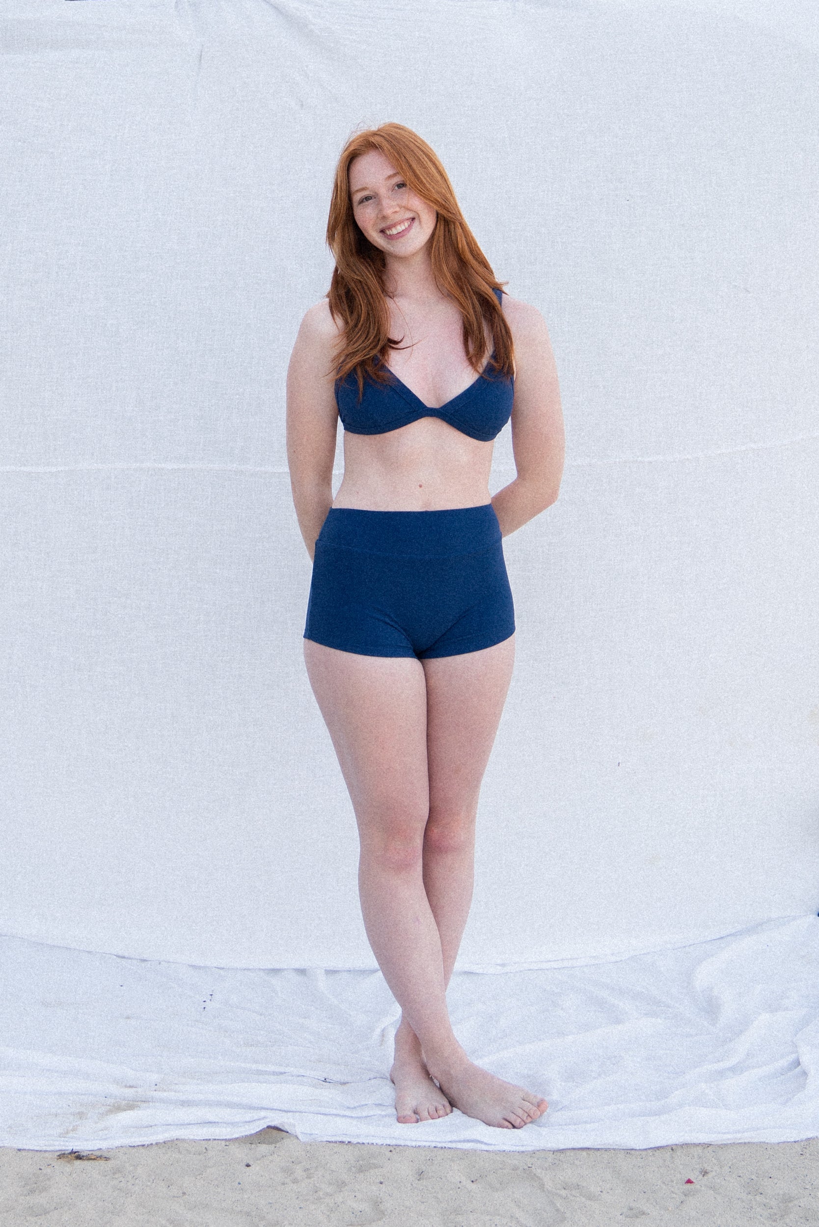 TERRY TOWEL TRIANGLE BIKINI TOP INDIGO