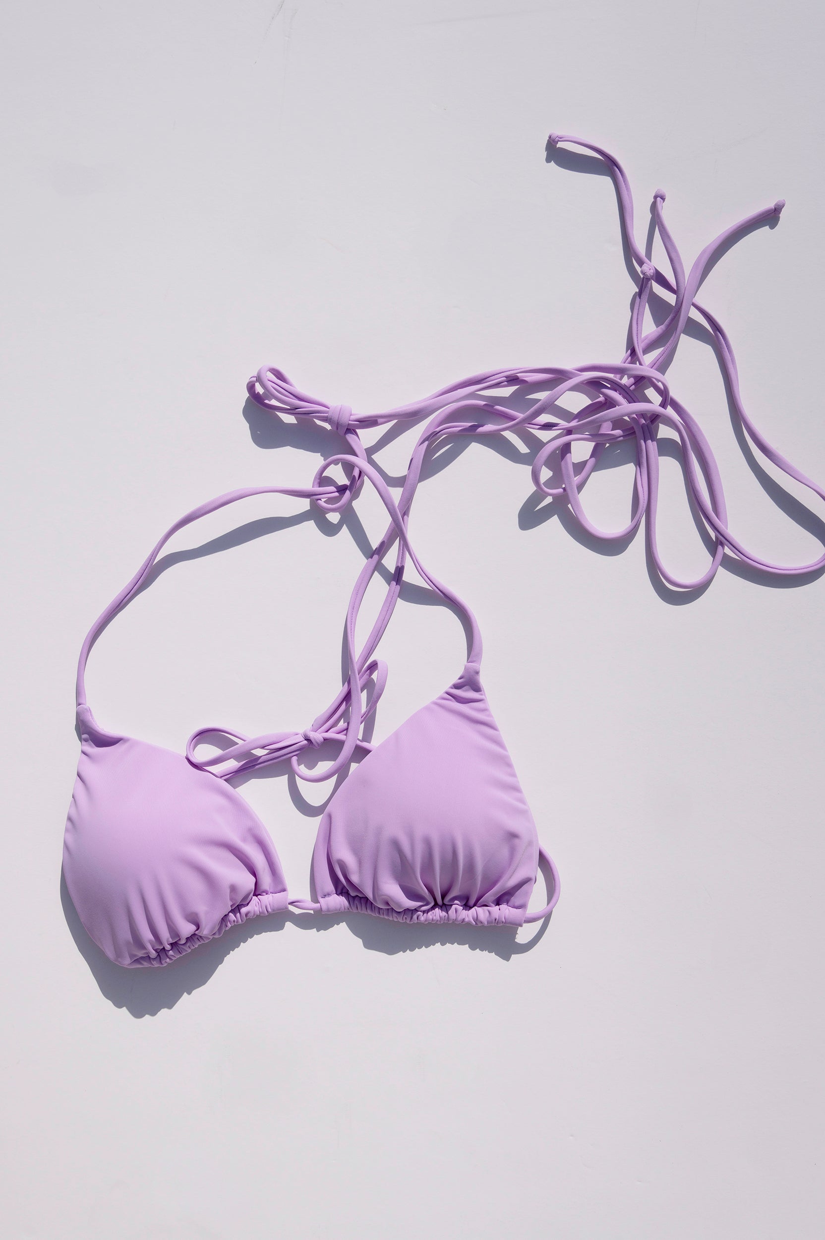 IBIZA TRIANGLE BIKINI TOP LILAC LONG STRINGS