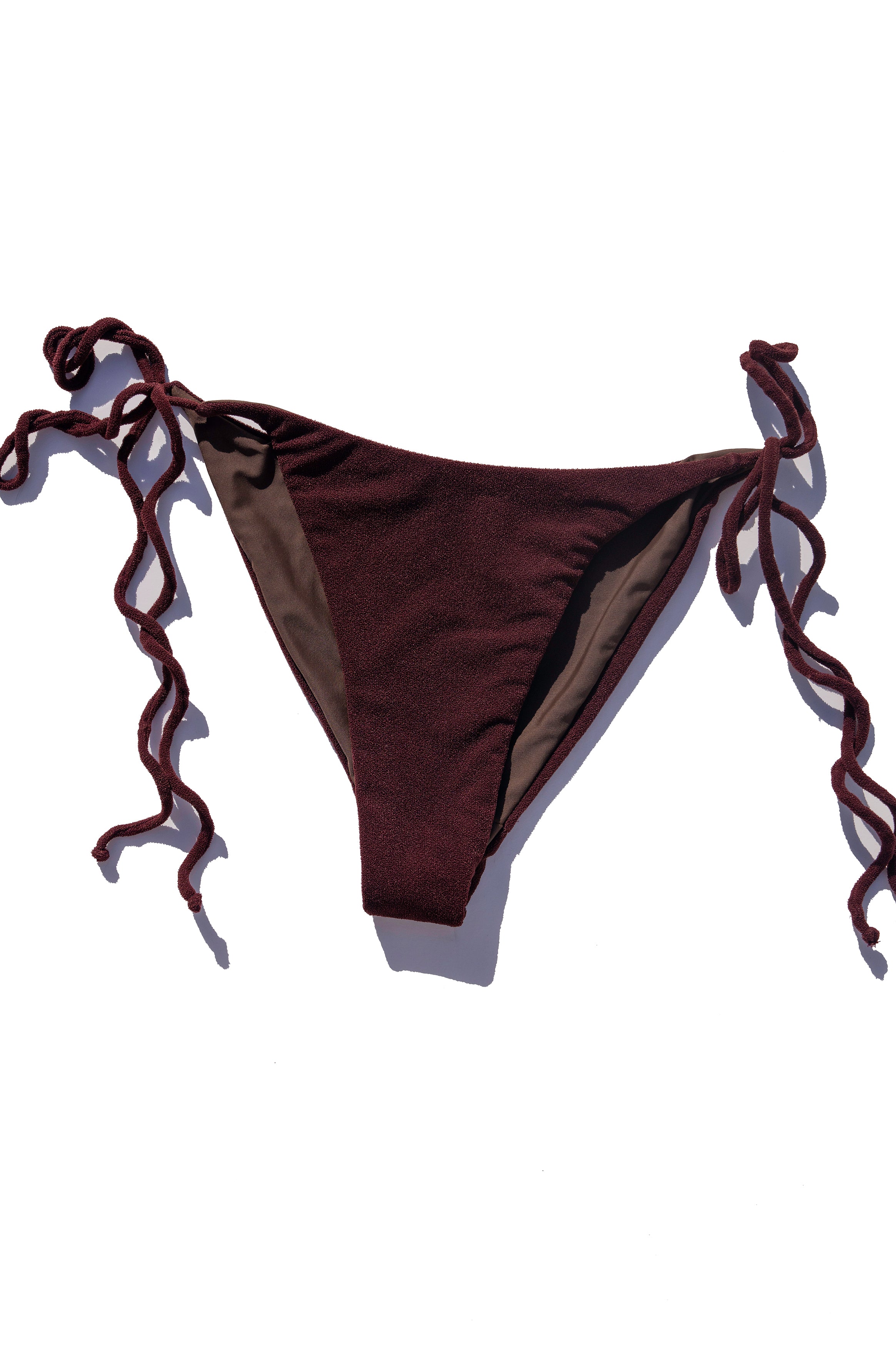 IBIZA BIKINI BOTTOM BURNT MAROON LONG STRINGS