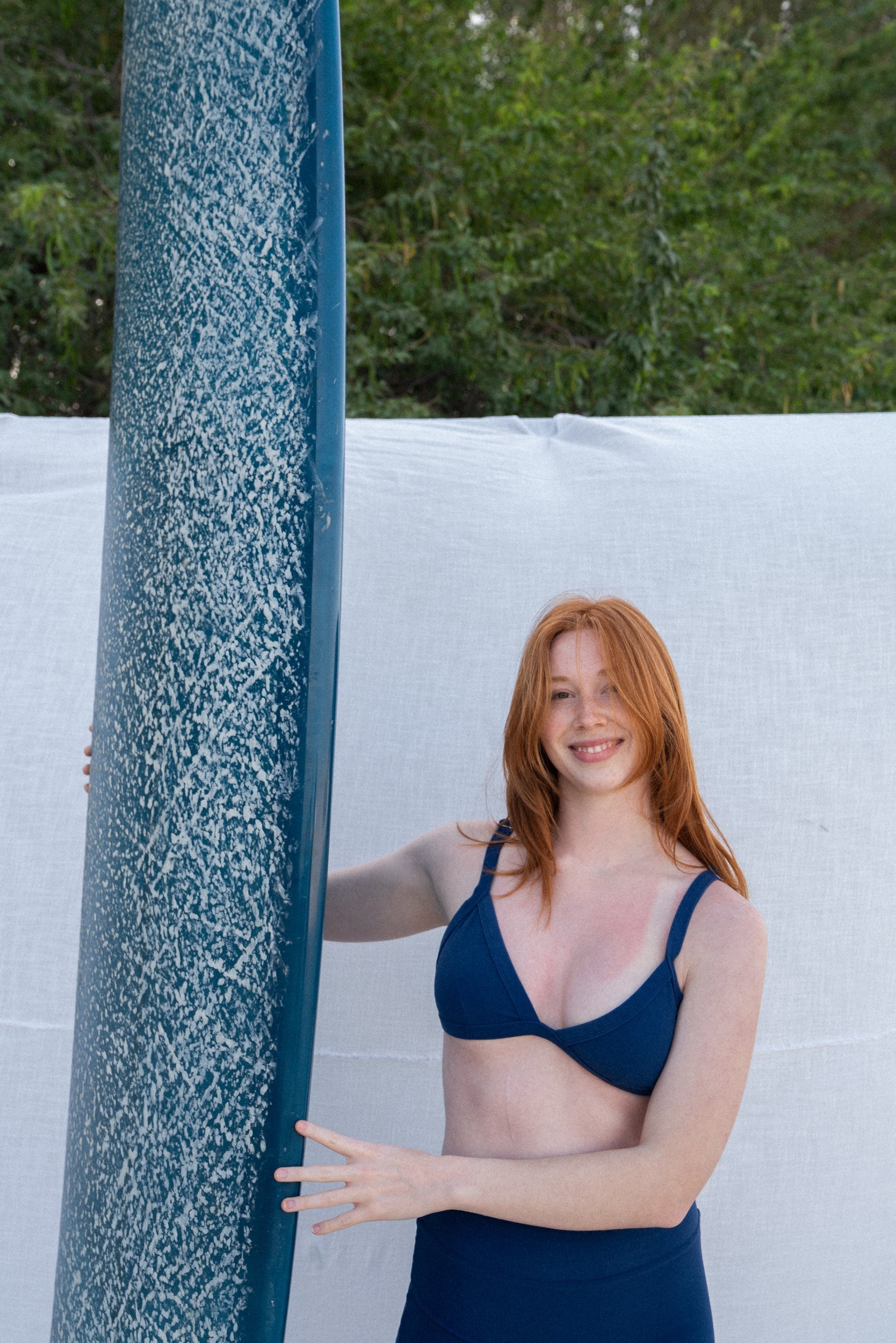 TERRY TOWEL TRIANGLE BIKINI TOP INDIGO