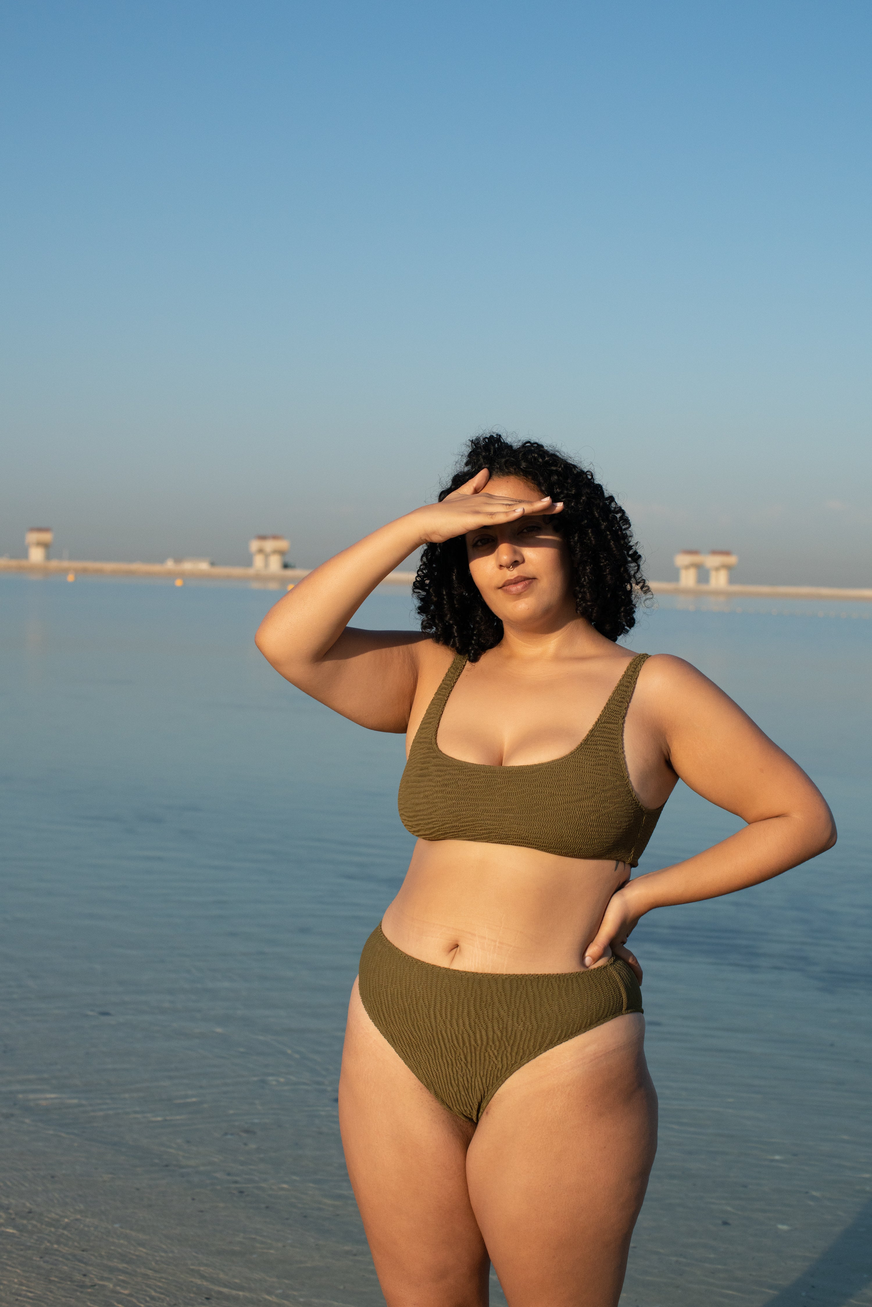 SIA WAVE HIGH LEG BIKINI BOTTOM OLIVE