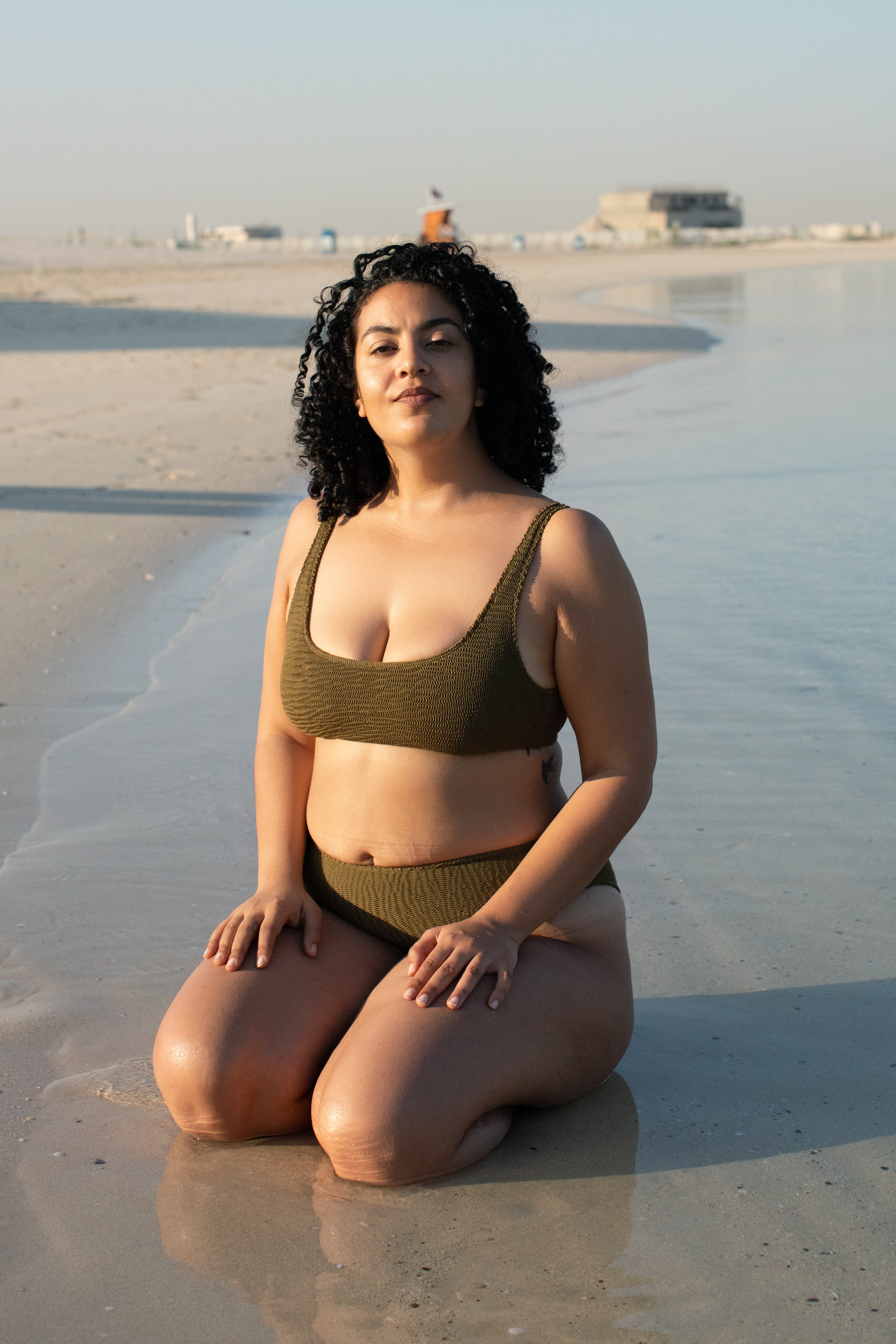 SIA WAVE CRINKLE BIKINI TOP OLIVE