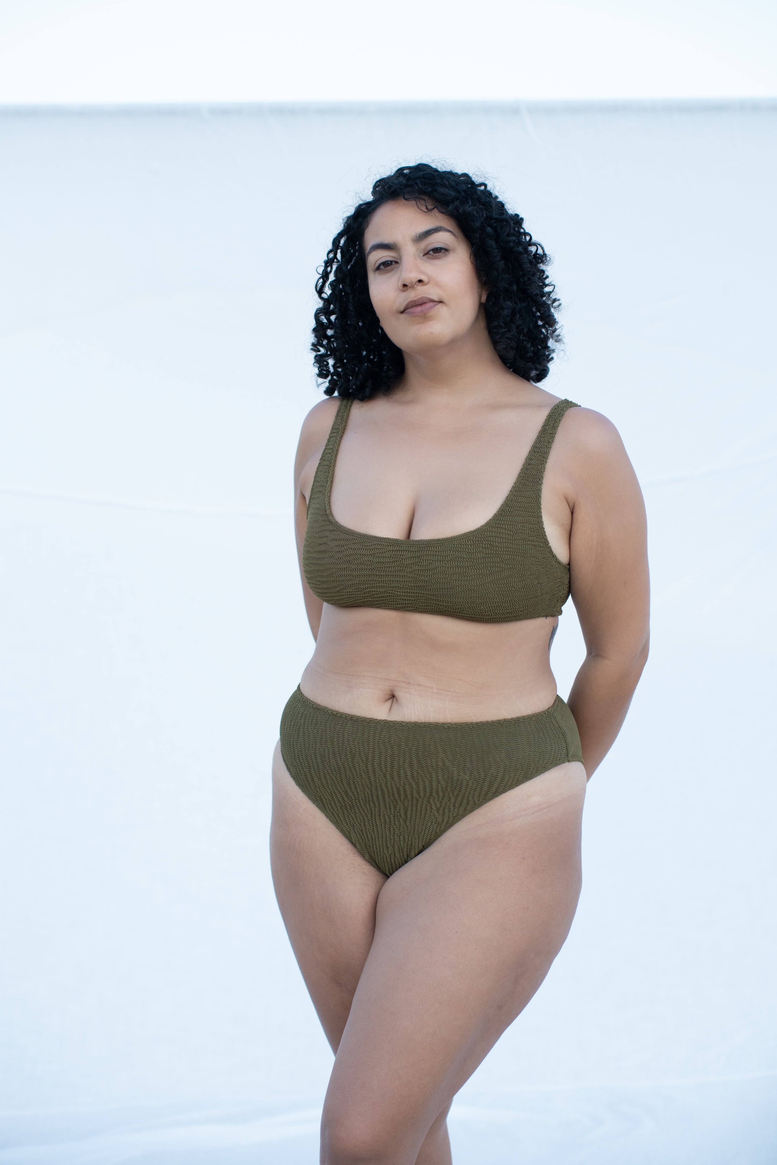 SIA WAVE HIGH LEG BIKINI BOTTOM OLIVE