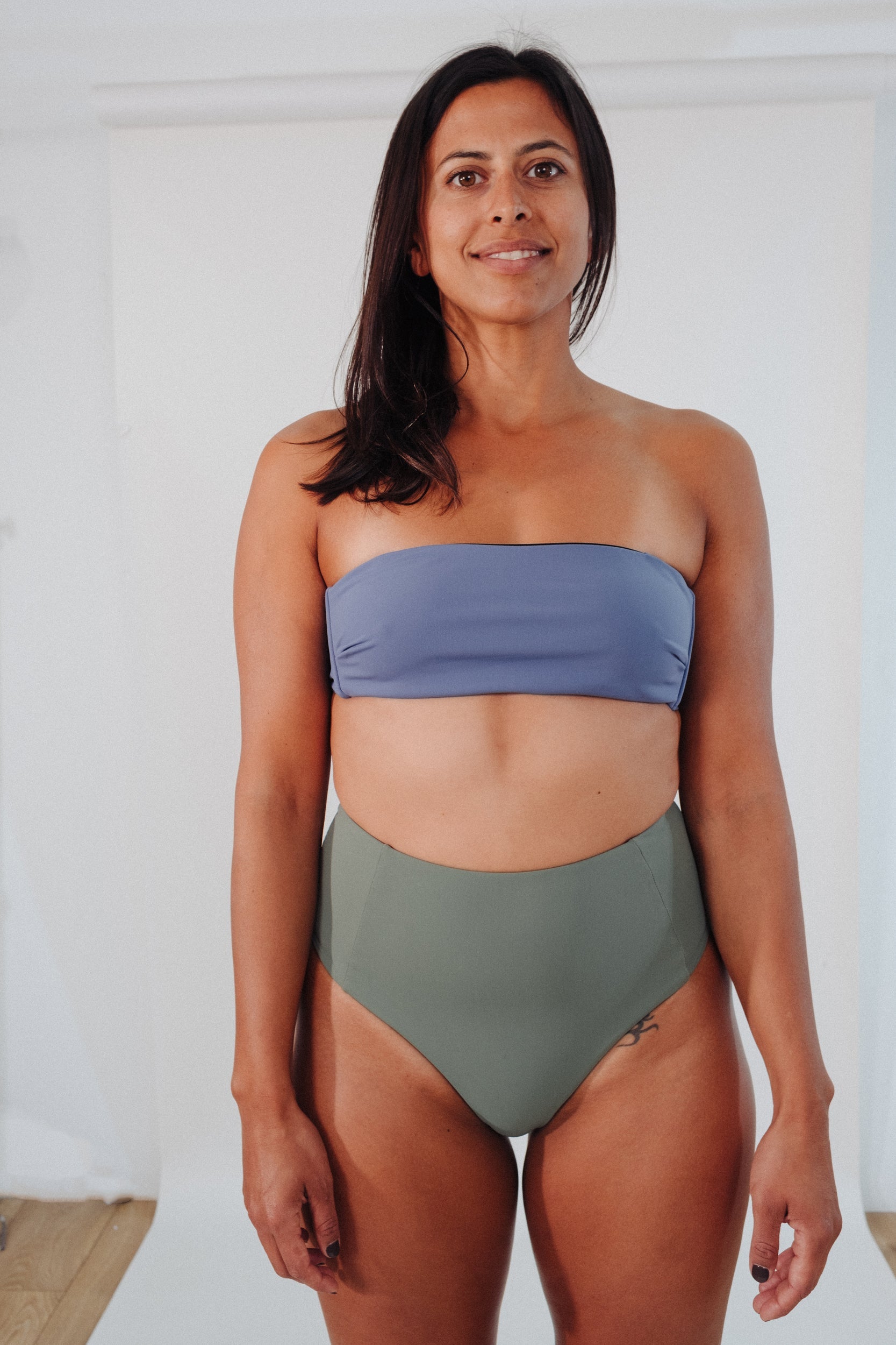 KATE BIKINI BANDEAU TOP TIE BACK HAZY BLUE