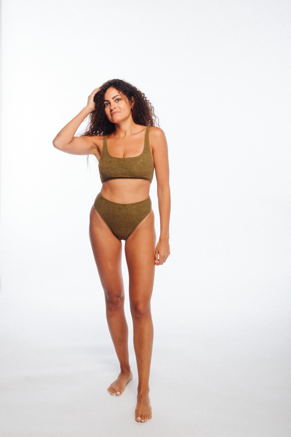 SIA WAVE HIGH LEG BIKINI BOTTOM OLIVE