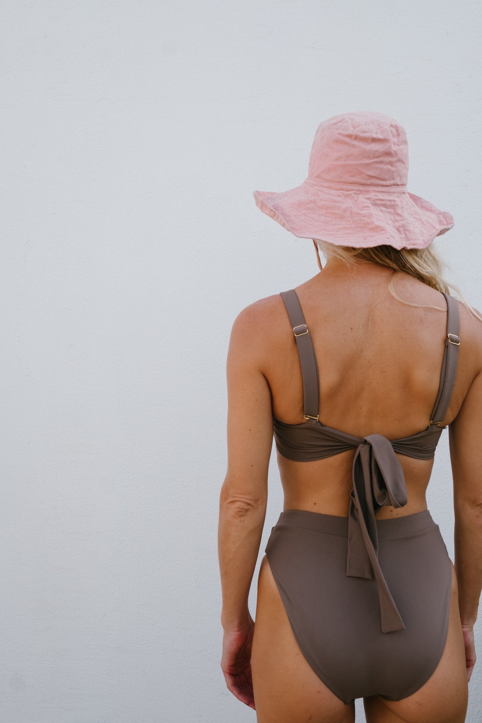 KATE BIKINI BANDEAU TOP TIE BACK SAND