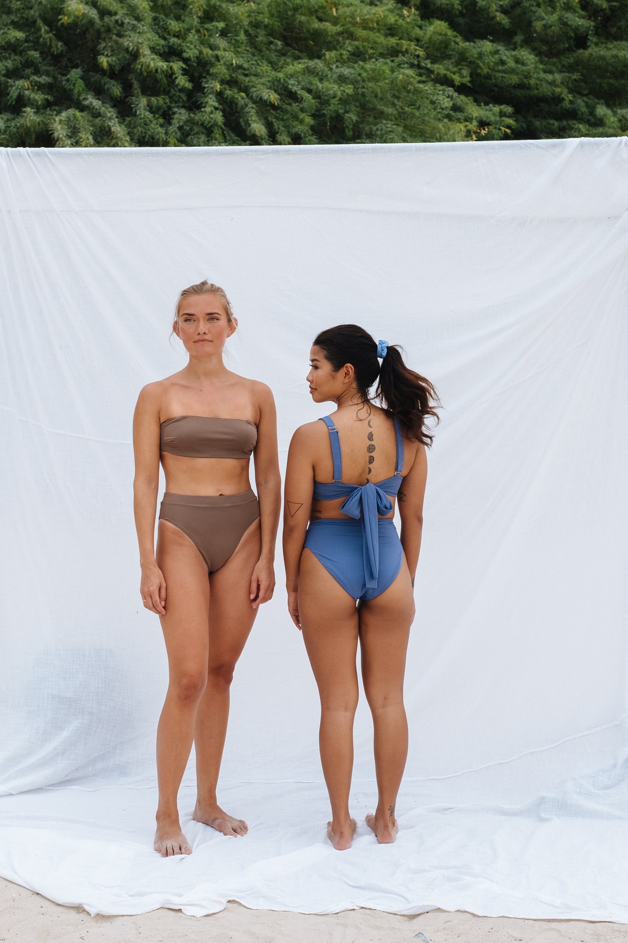 KATE BIKINI BANDEAU TOP TIE BACK SAND