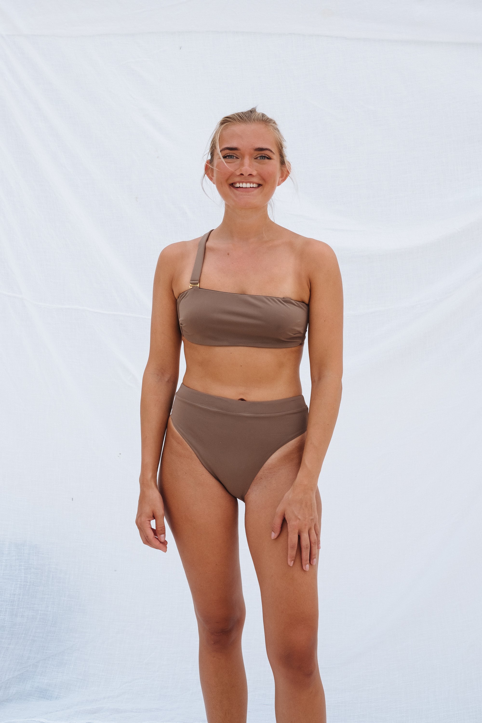 KATE BIKINI BANDEAU TOP TIE BACK SAND