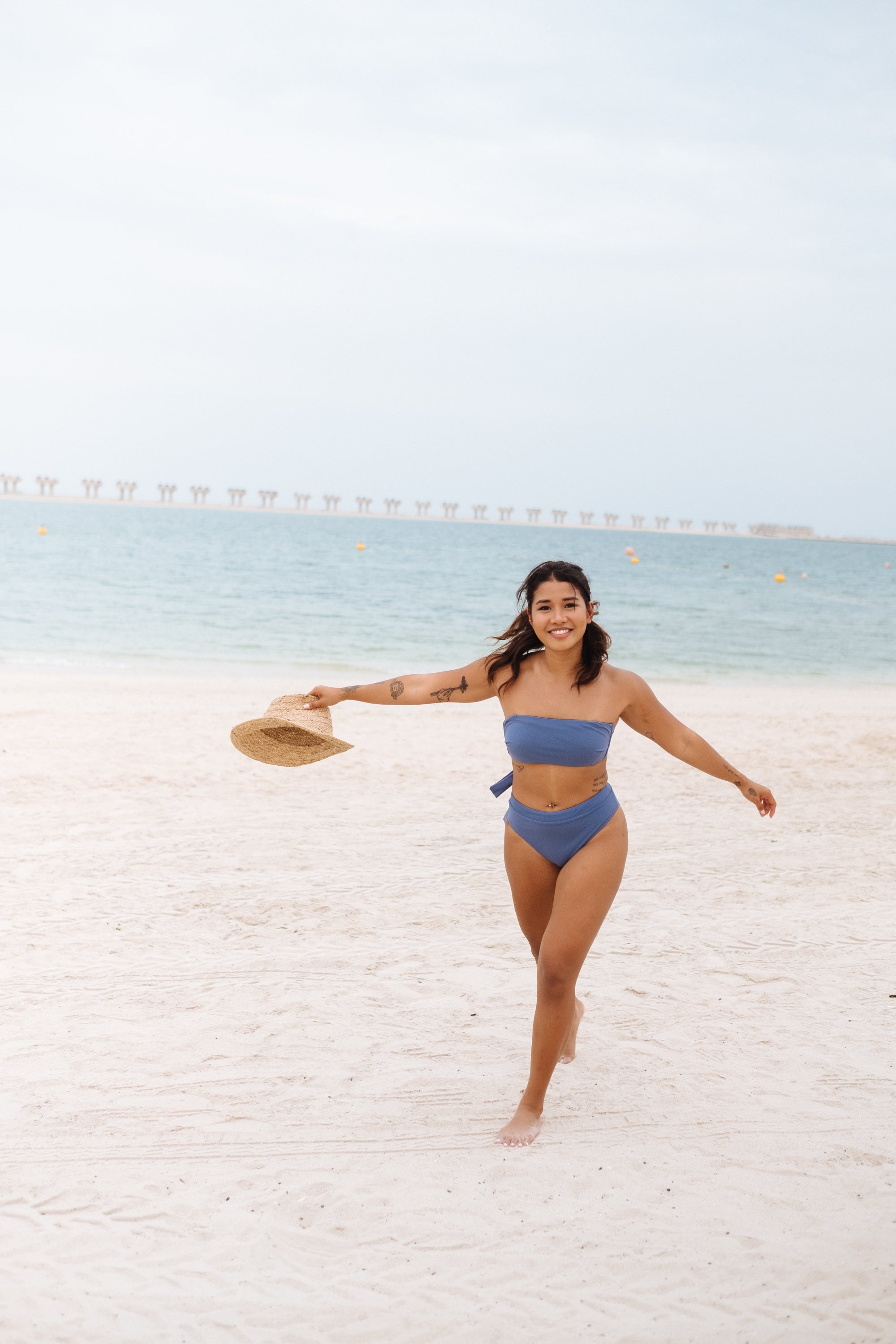 KATE BIKINI BANDEAU TOP TIE BACK HAZY BLUE