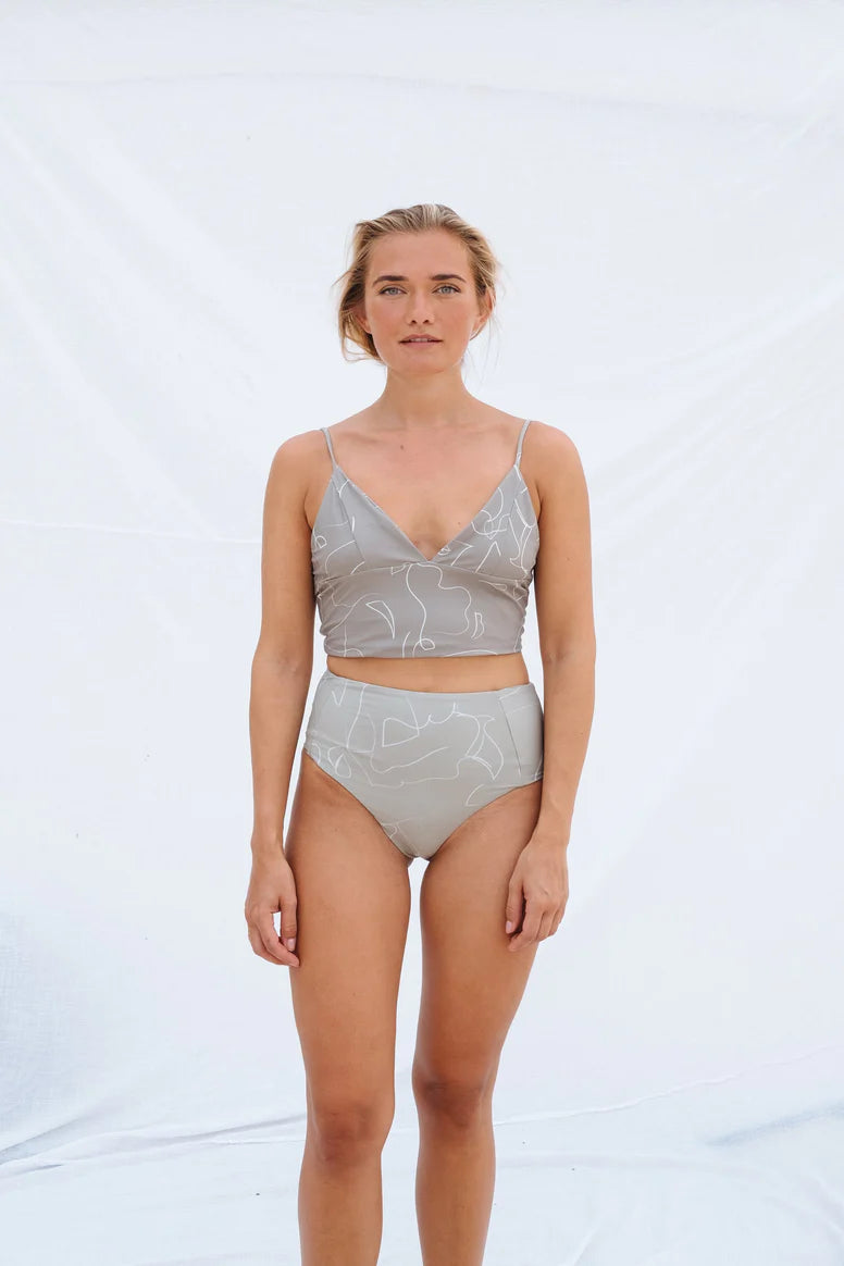 MARRAKESH HIGH WAISTED BIKINI BOTTOM GREEN PENCIL