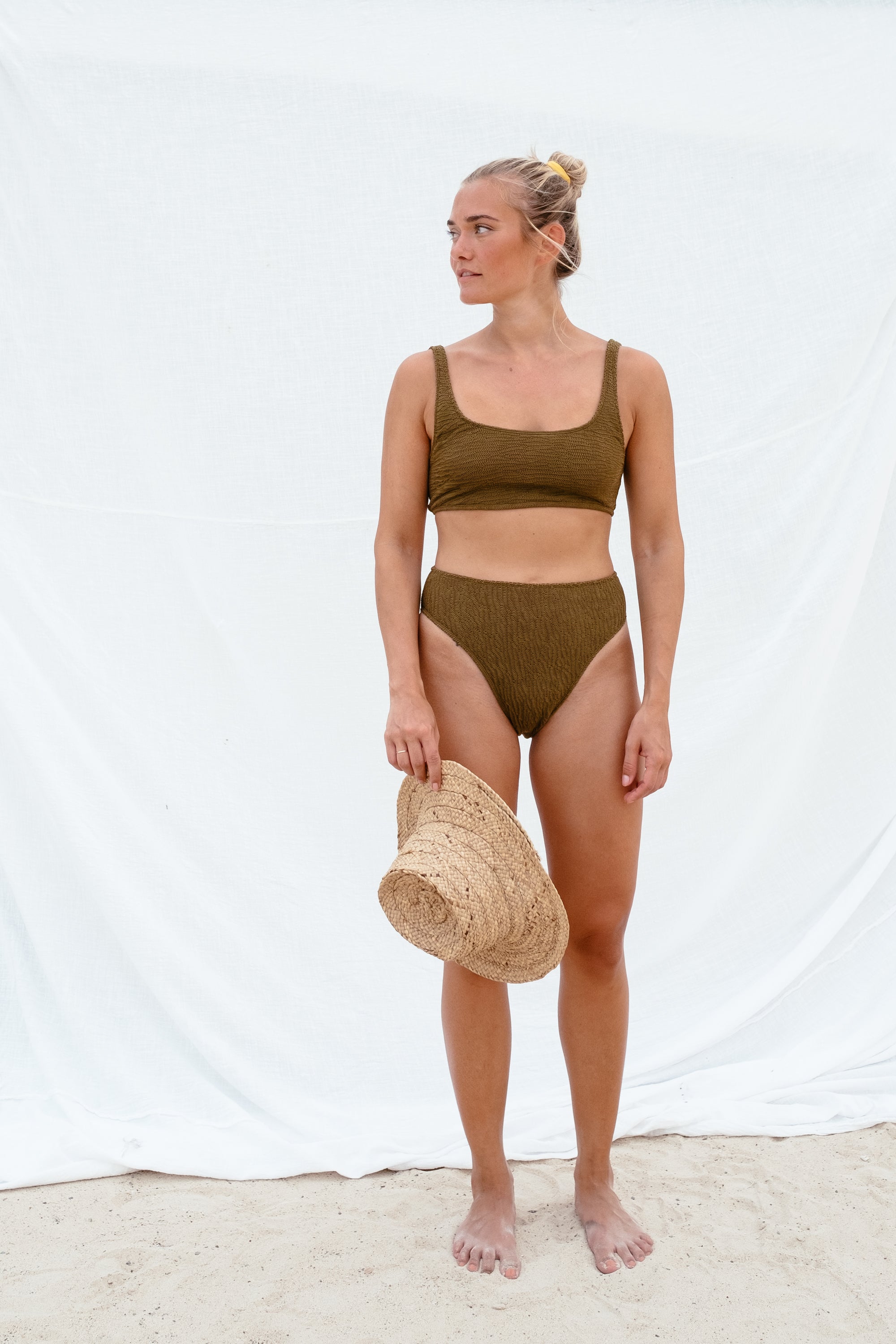 SIA WAVE CRINKLE BIKINI TOP OLIVE
