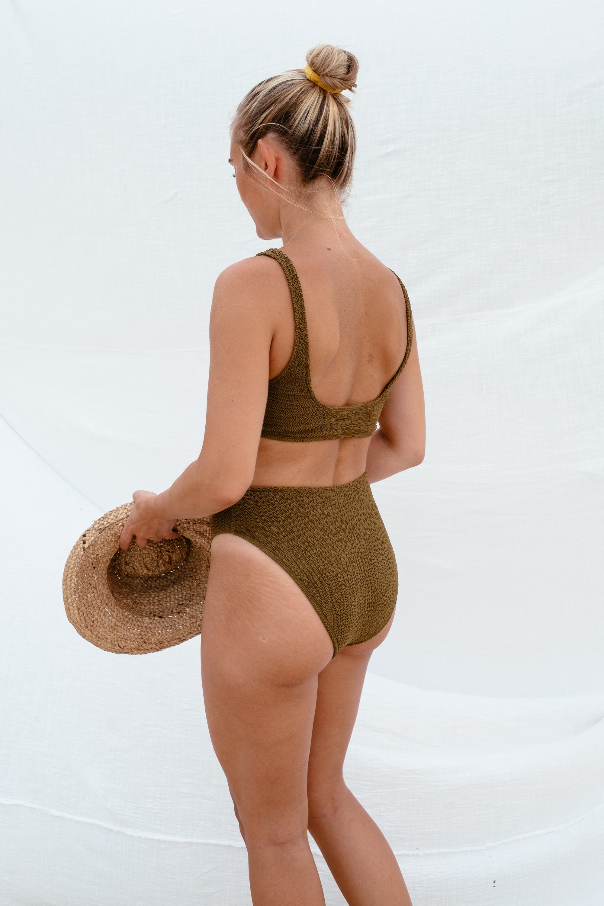 SIA WAVE CRINKLE BIKINI TOP OLIVE