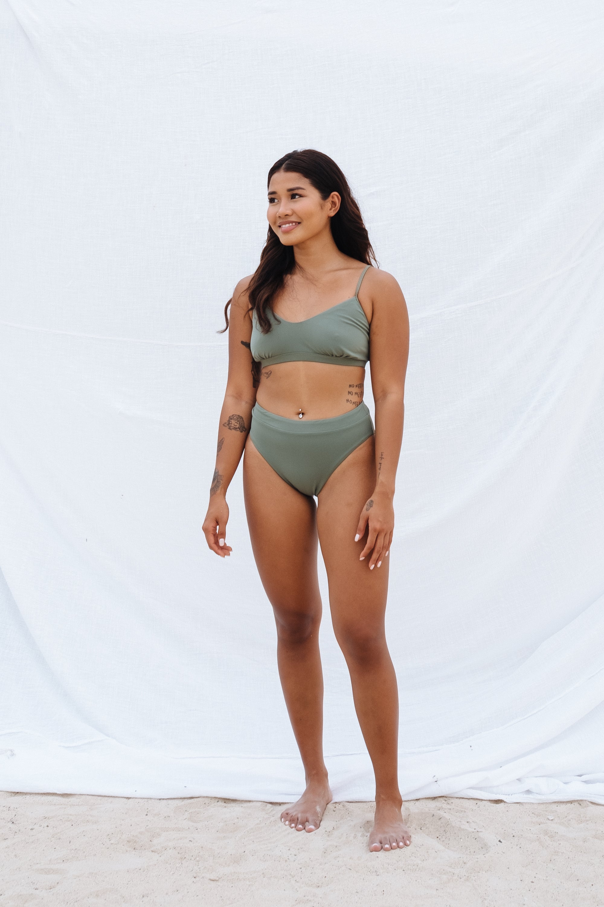 ISABEL BIKINI TOP ROUND NECK HAZY GREEN