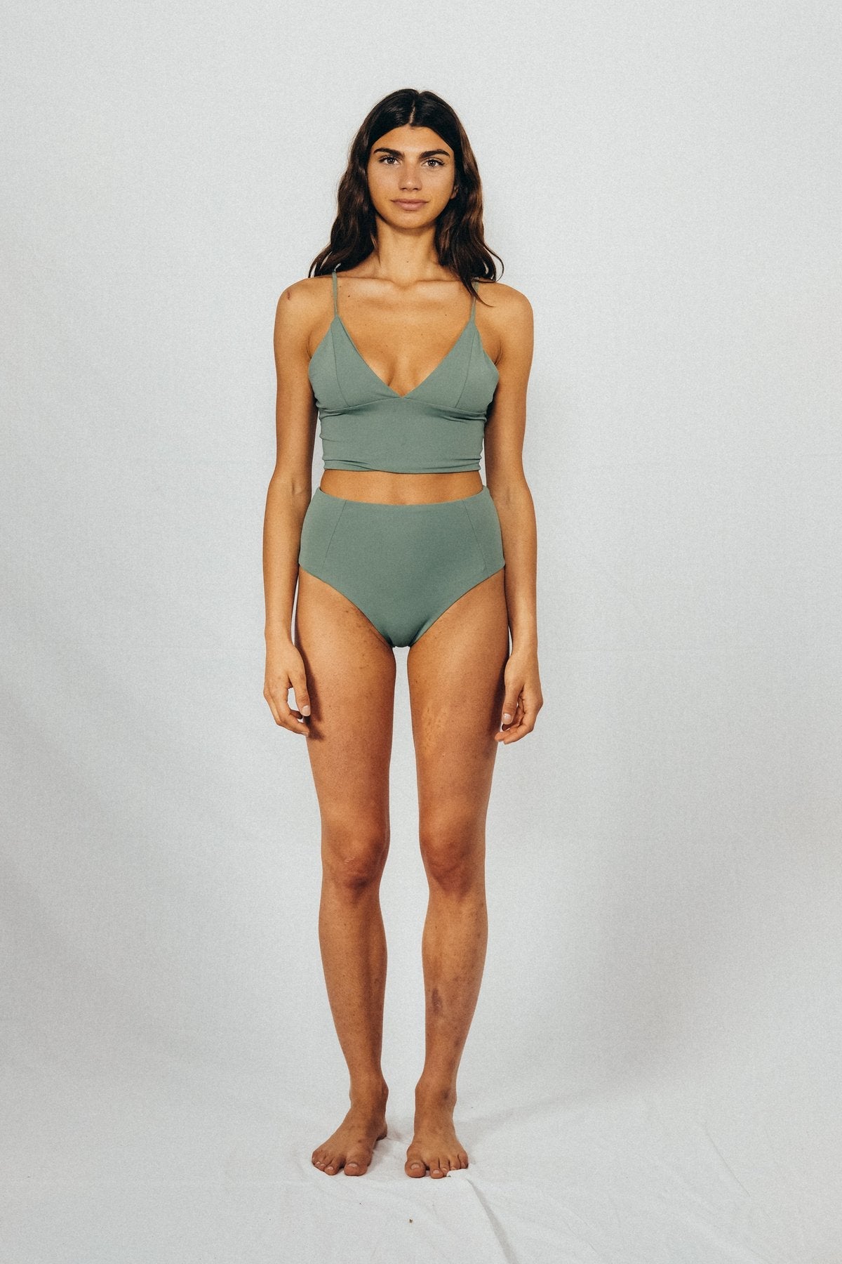 MARRAKESH HIGH WAISTED BIKINI BOTTOM HAZY GREEN