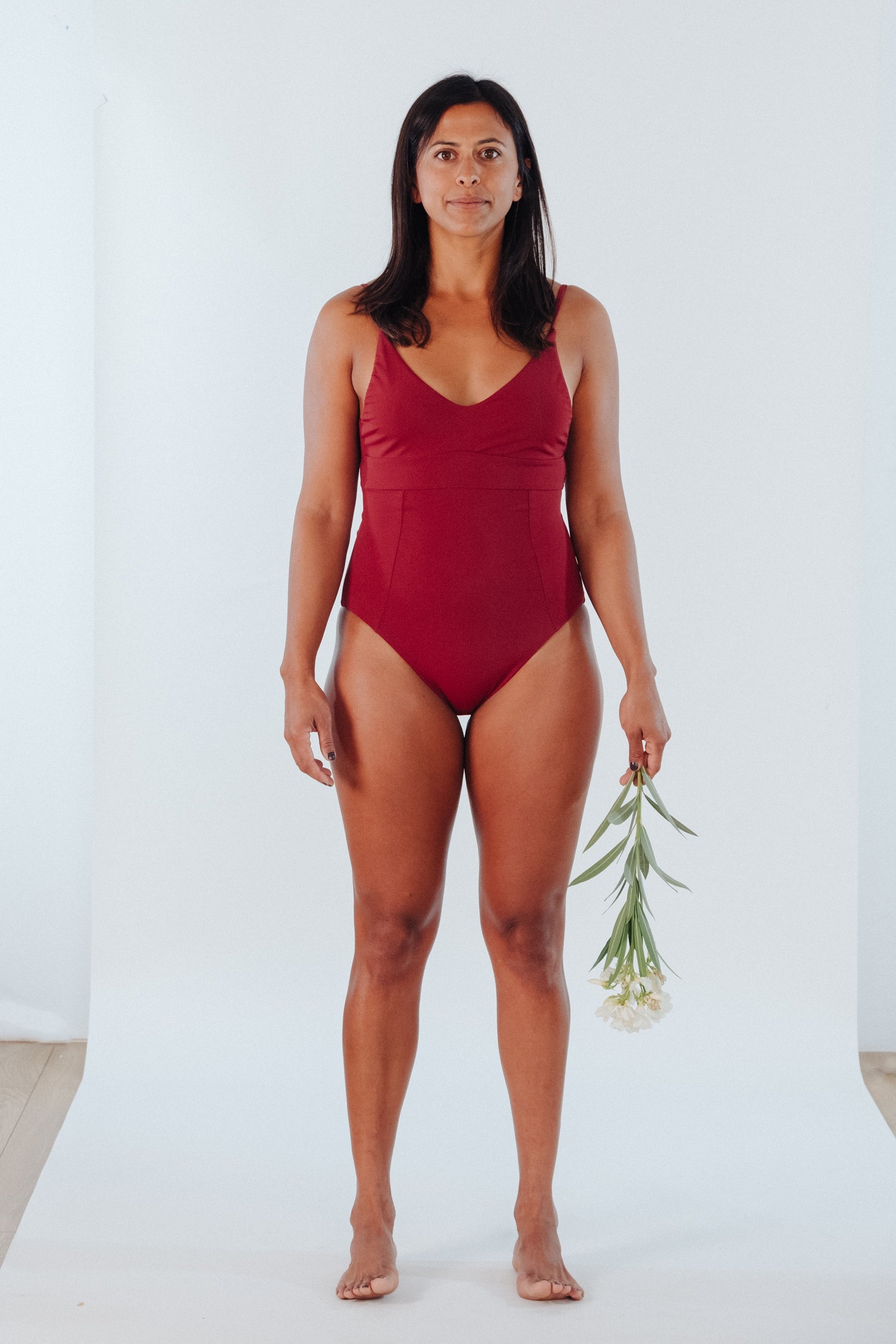 MARTHA ONE PIECE CLASSIC TIE BACK WINE RED