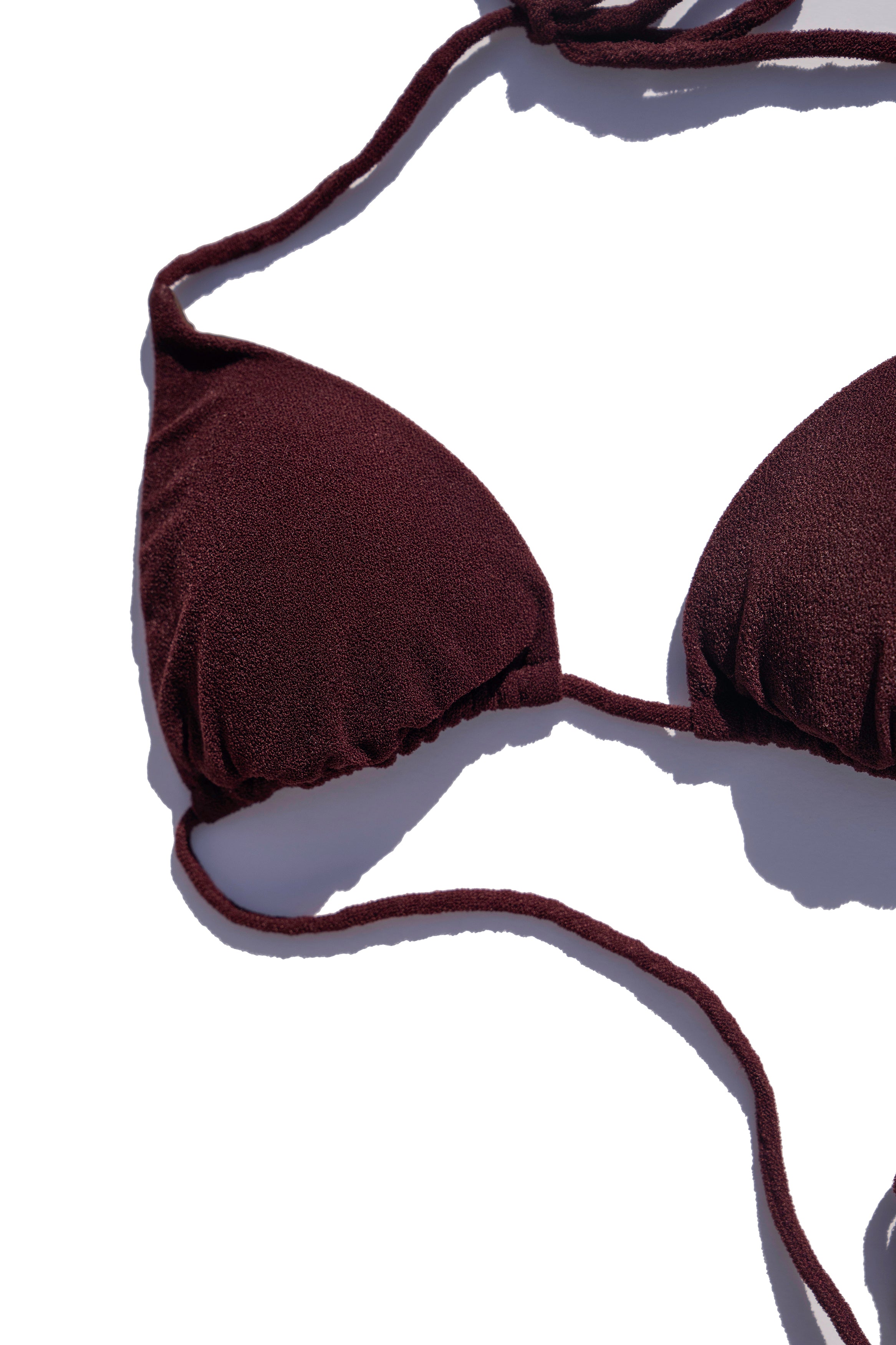IBIZA TRIANGLE BIKINI TOP BURNT MAROON LONG STRINGS