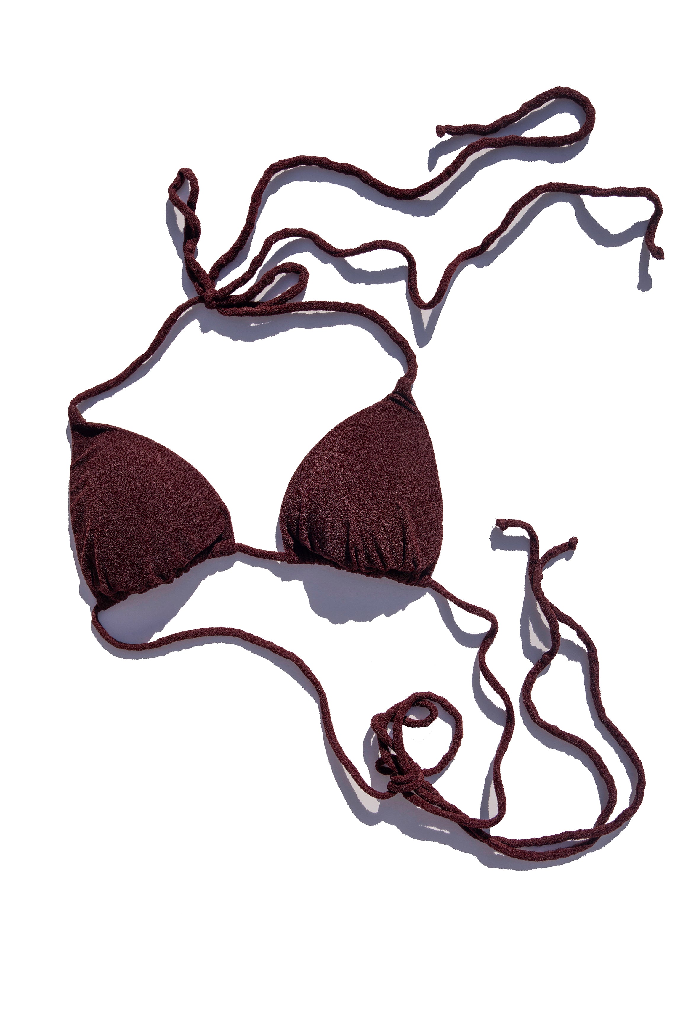 IBIZA TRIANGLE BIKINI TOP BURNT MAROON LONG STRINGS