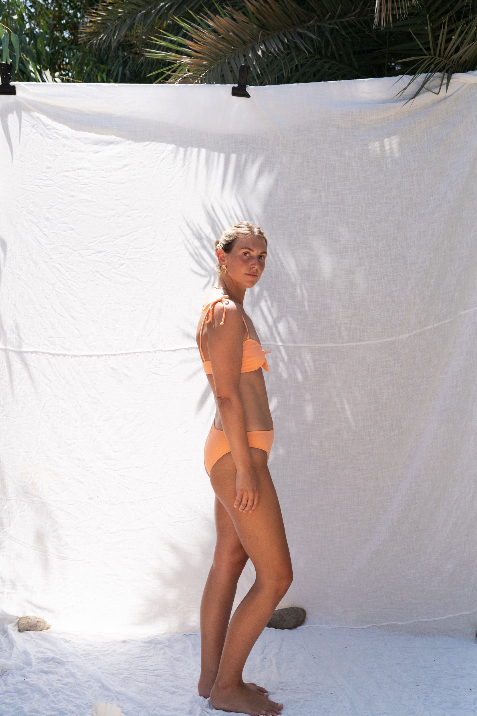 BARDOT TERRY TOWEL BIKINI TOP PEACH